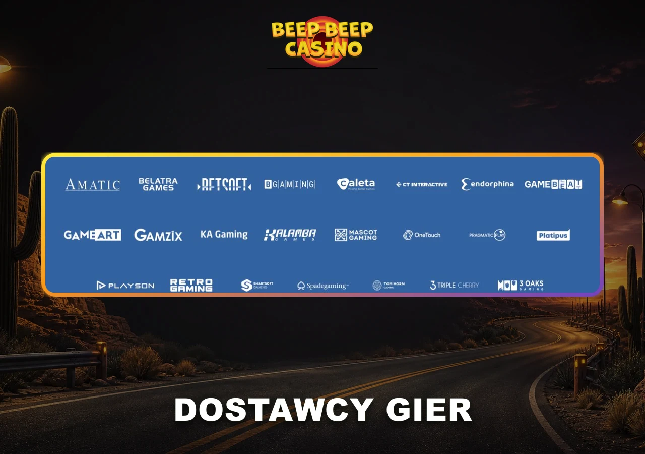 Dostawcy obecni w katalogu BeepBeep Casino; dostępność poszczególnych gier zależy od profilu.